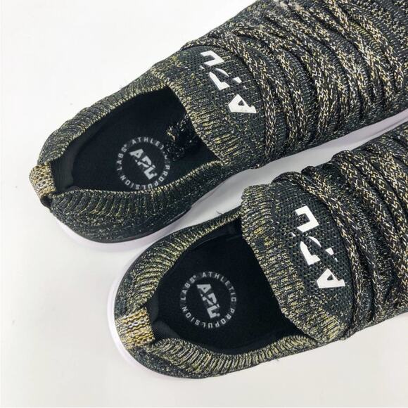 APL Techloom Wave Hybrid Black Gold Silver Pull-On Cushioned Running Shoe 7 - Picture 4 of 7